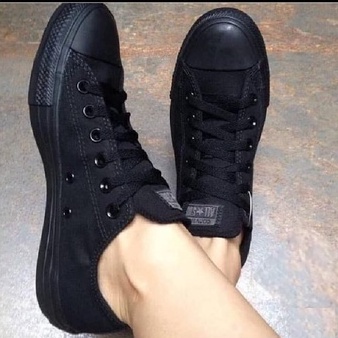 SEPATU ALLSTAR CONVERS WANITA MONO FULL BLACK / HITAM POLOS SIZE 36-43 MURAH