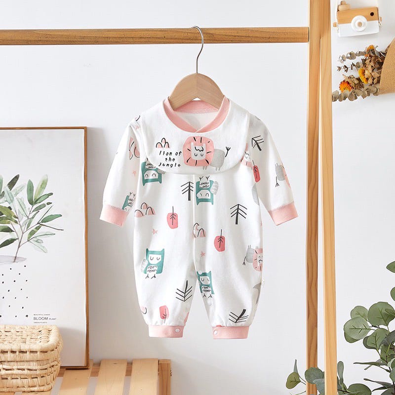 LID9049 - 2in1 Sleepsuit + Sleber Romper Baby Lengan Panjang