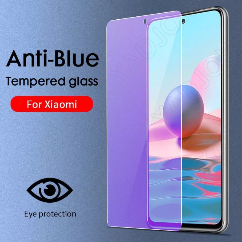 Tempered Glass Anti Blue Light Xiaomi Poco C3 C31 C40 C55 F1 F2 F3 F4 M3 M4 M5 M5S X3 X4 X5 PRO 4G 5G GT NFC Mi 8 11 12 LITE 10T 11T PRO Anti Gores Kaca Anti Radiasi Full Cover