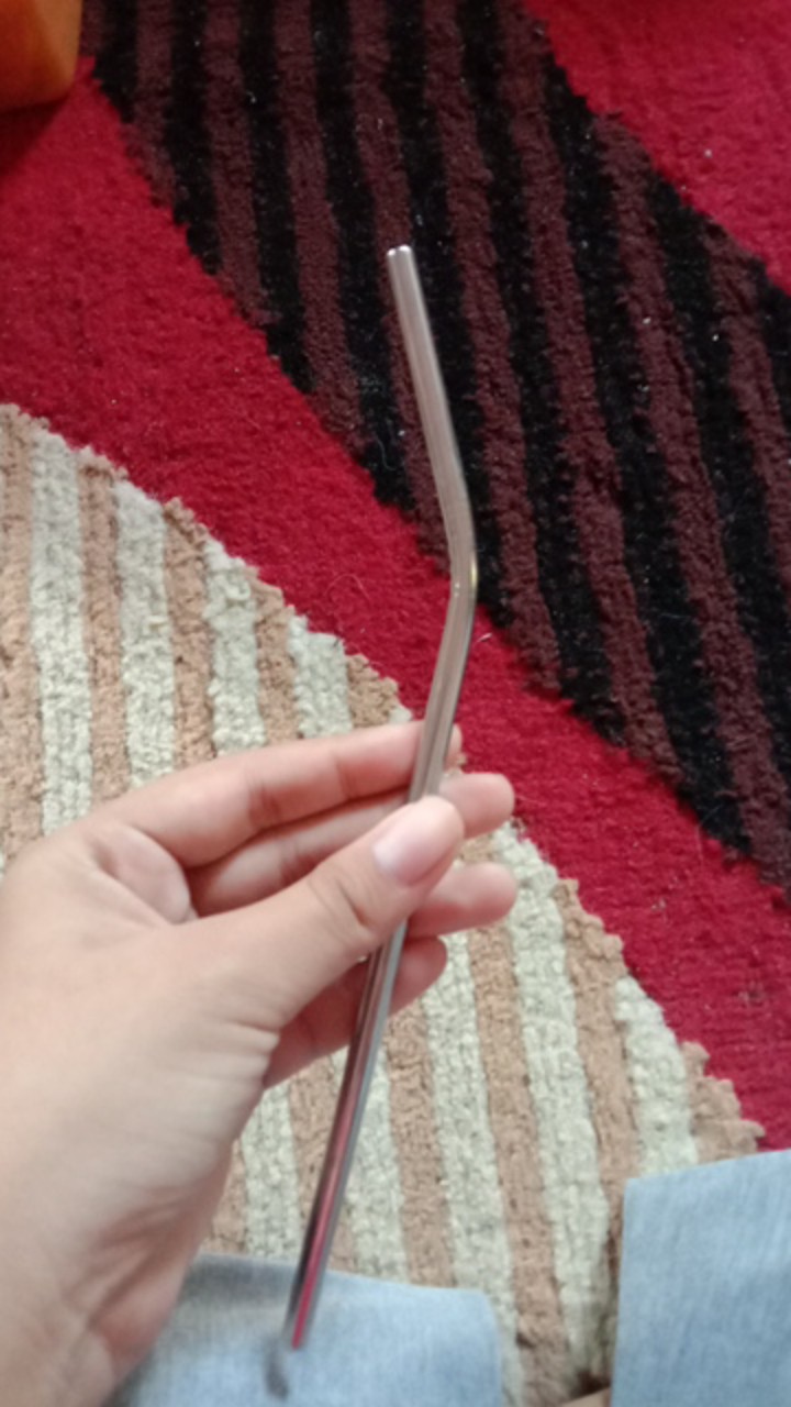 Sedotan Stainless Steel Bengkok Stain Less Straw Sedotan Lengkung Ramah Lingkungan Cafe Restoran