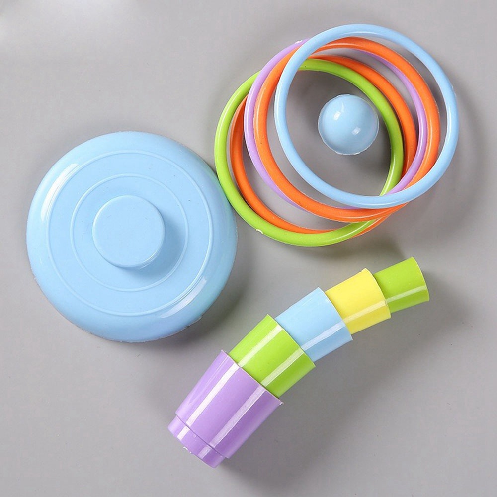 【COD Tangding】Mainan Puzzle Ring Plastik Warna Pelangi Untuk Anak