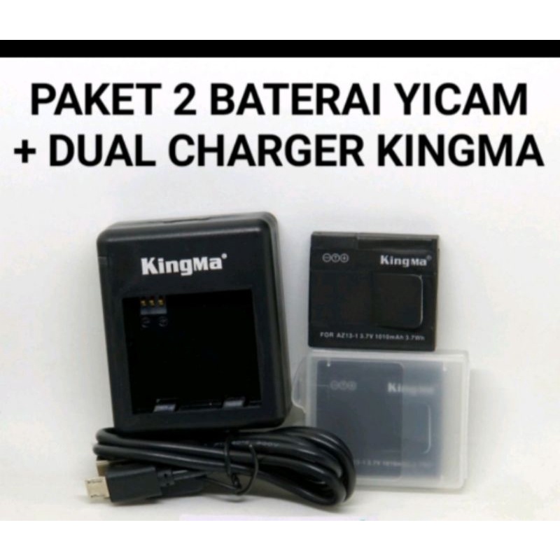 Paket 2 Baterai YiCam & Dual Charger Xiaomi Yi Camera 1 Yi Cam Travel Yi Cam