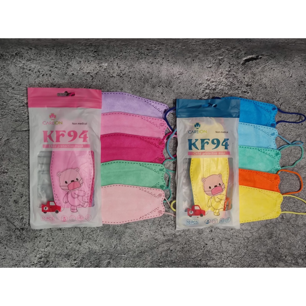 MASKER 4PLY KF94 ANAK KIDS POLOS RAINBOW USIA 3-14 TH ISI 10 PC