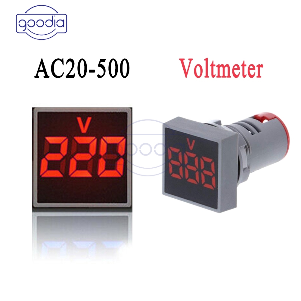 Indikator Voltmeter Mini Ac 20-500v Dengan Led Display Ukuran 22mm Untuk Pilot