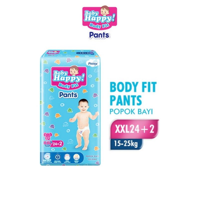 baby happy pants body fit xxl24 2 popok celana xxl 24  2pc