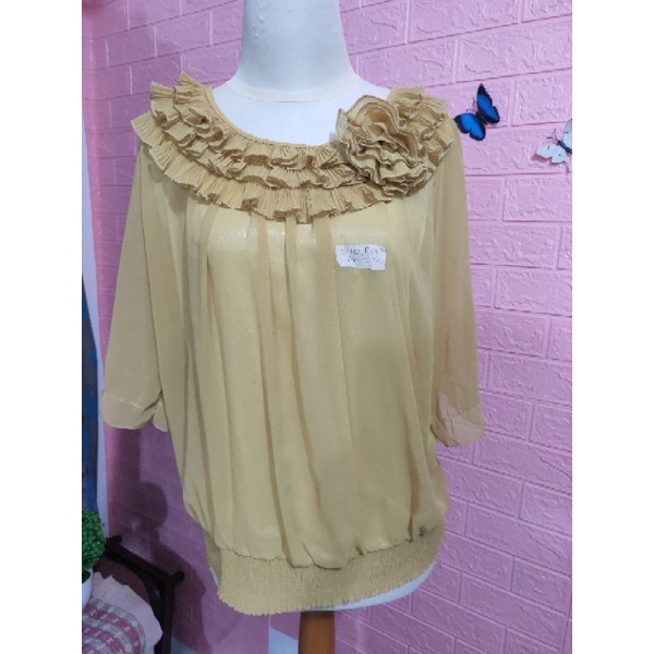Blouse Sifon Kerah Ruffle