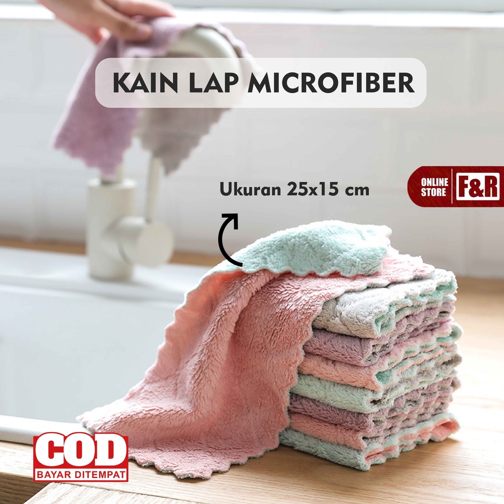 Kain Lap Microfiber Dapur Anti Minyak Lap Piring Kompor Serbet Dapur Serbaguna Lap Mikrofiber