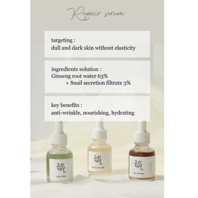 (Free Sample) BEAUTY OF JOSEON SERUM (GLOW , CALMING, REPAIR)