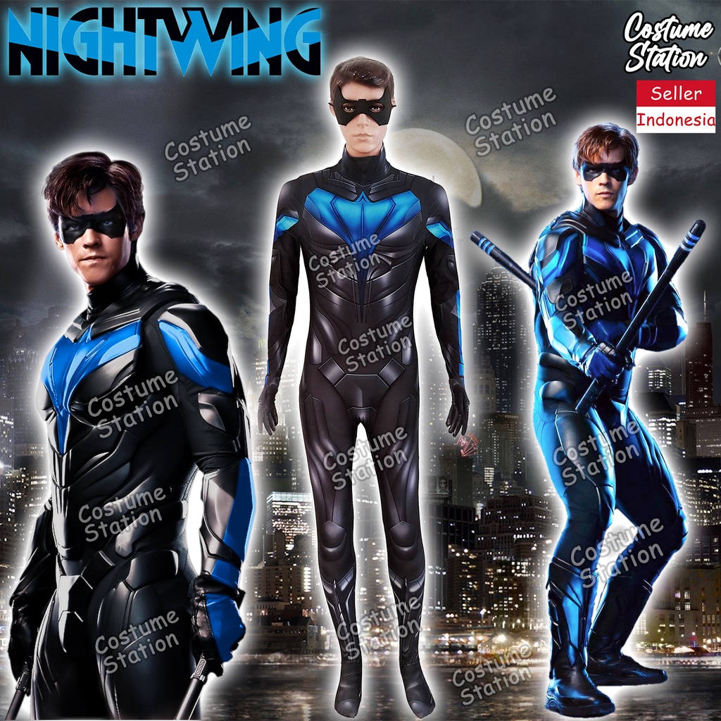 Kostum Nightwing / Costume Batman Sidekick Justice League pria dewasa