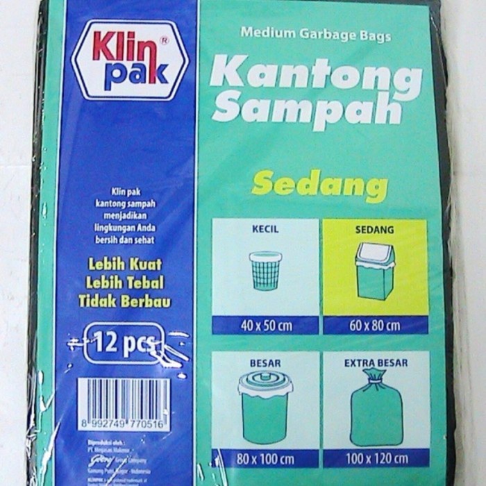 KLIN PAK 60x80 isi 12pc KANTONG PLASTIK SAMPAH PREMIUM MURAH GROSIR