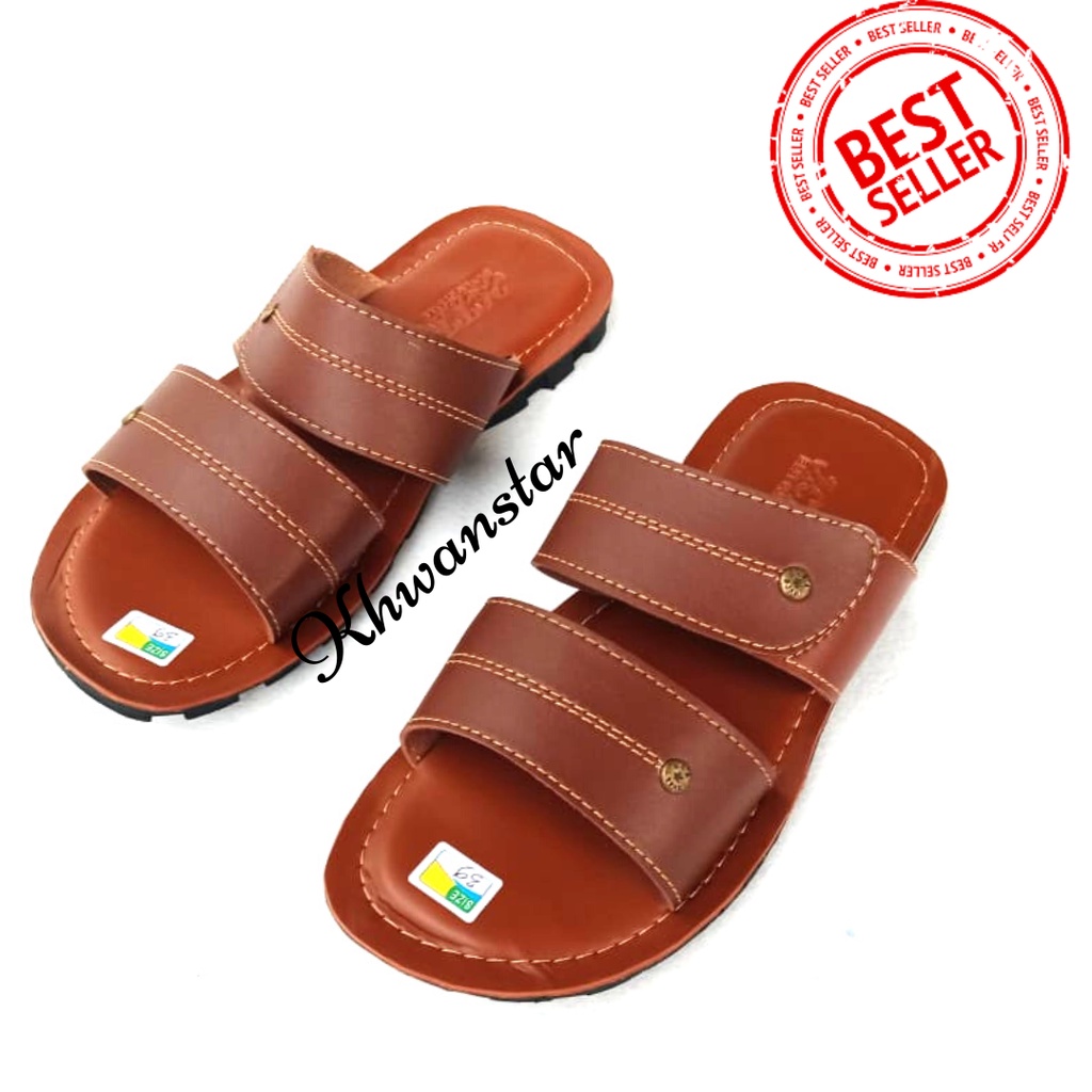 Khwanstar Sandal Kulit Pria Sendal Pria Casual Sandal Slop Pria Terbaru