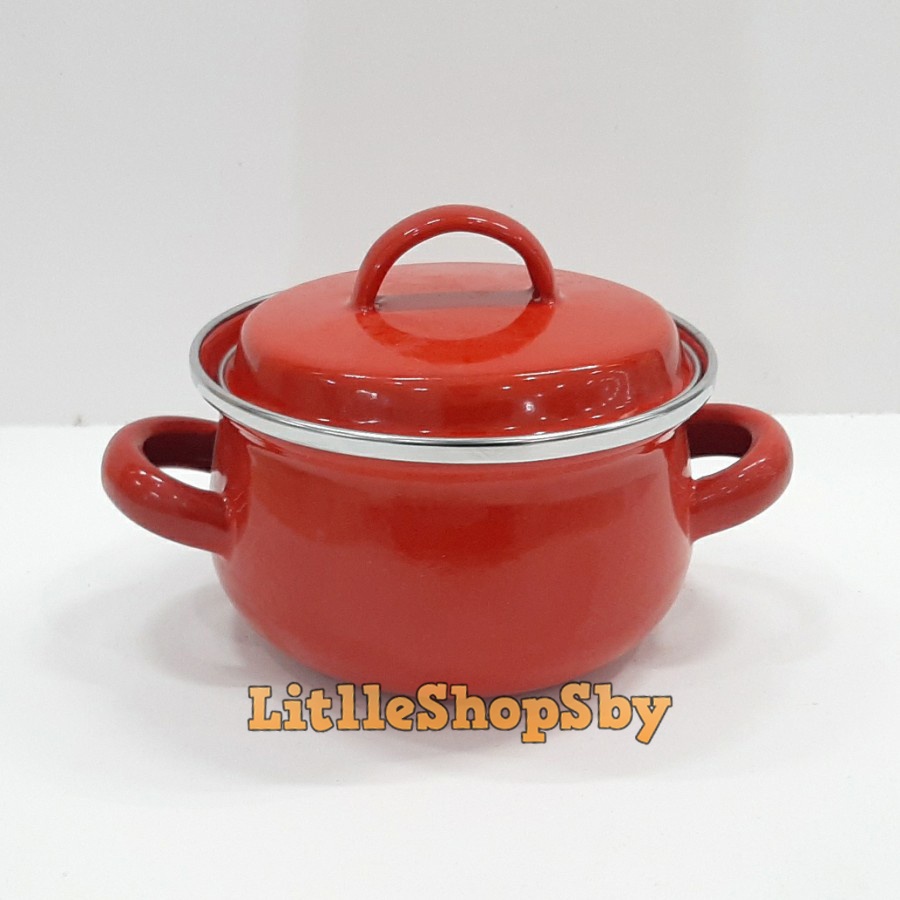 Panci Enamel kecil minipot 12cm merah