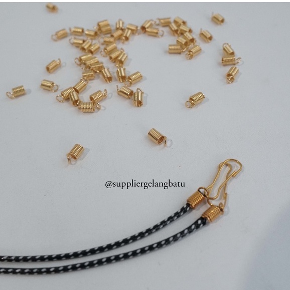 UJUNG TALI CONNECTOR 4mm SPRING CORD end per KONEKTOR GOLD masker