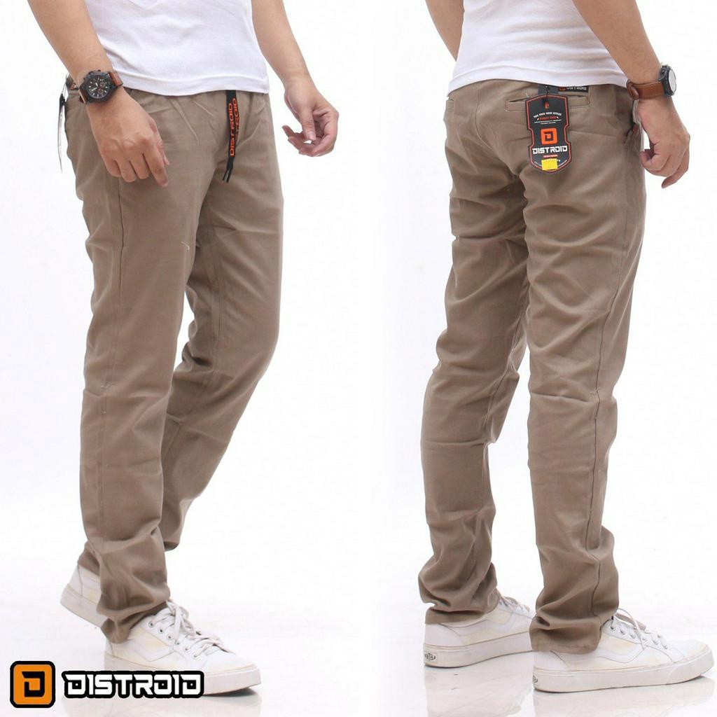 Celana Chino Panjang Pria Cino Rib Pinggang Karet Distro Premium Hitam Size 28-38