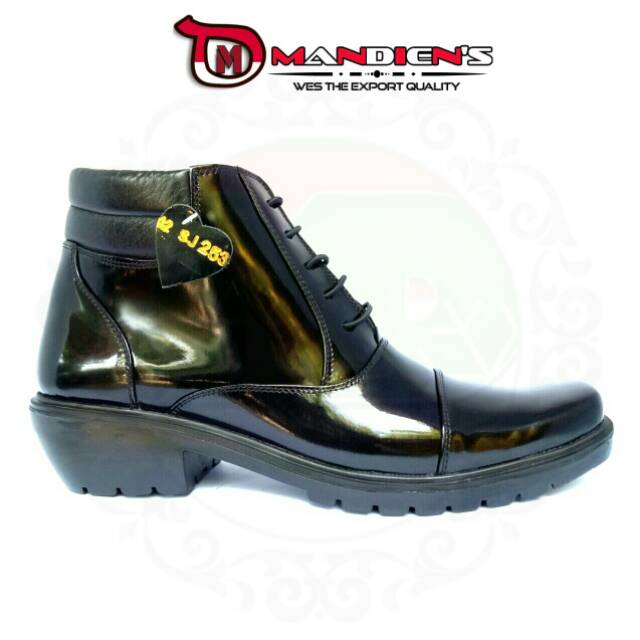 MANDIENS SJK253 - Sepatu Boots Kulit Asli Medali - Sepatu Kulit Pdh Tni Polri Jenggel Gaya Koboi