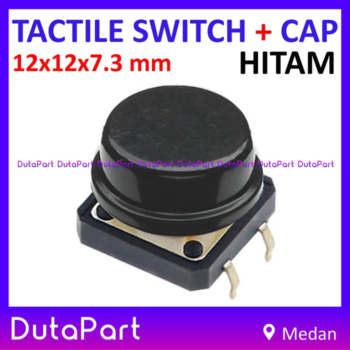 Tactile Switch Push Button 12x12x7.3 mm 12x12 FREE KEY CAP HITAM