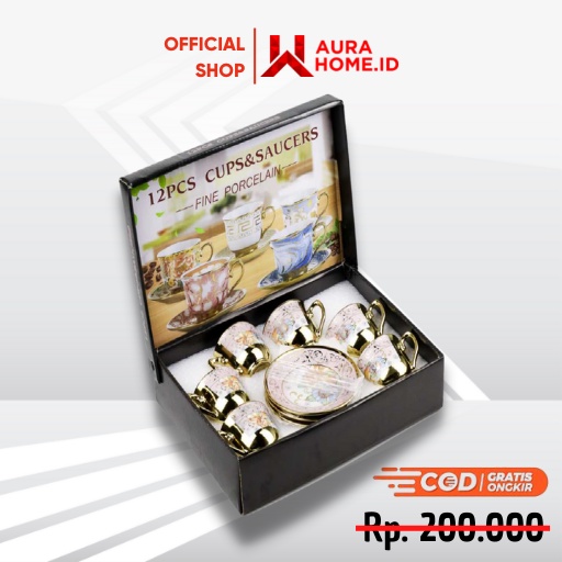 Cangkir Keramik Set 6 in 1 European Style / Cangkir Gelas Mug Kramik Keramik Teh Kopi Coffe Satu Set