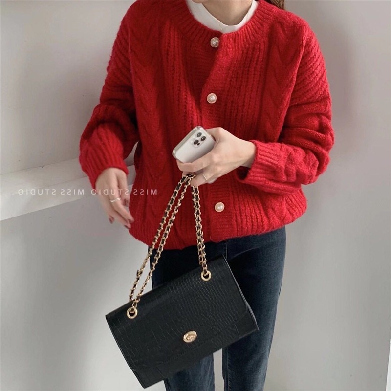 #Sisjuly# Wanita sweater mantel baru longgar lembut temperamen lilin kardigan rajutan pakaian wanita