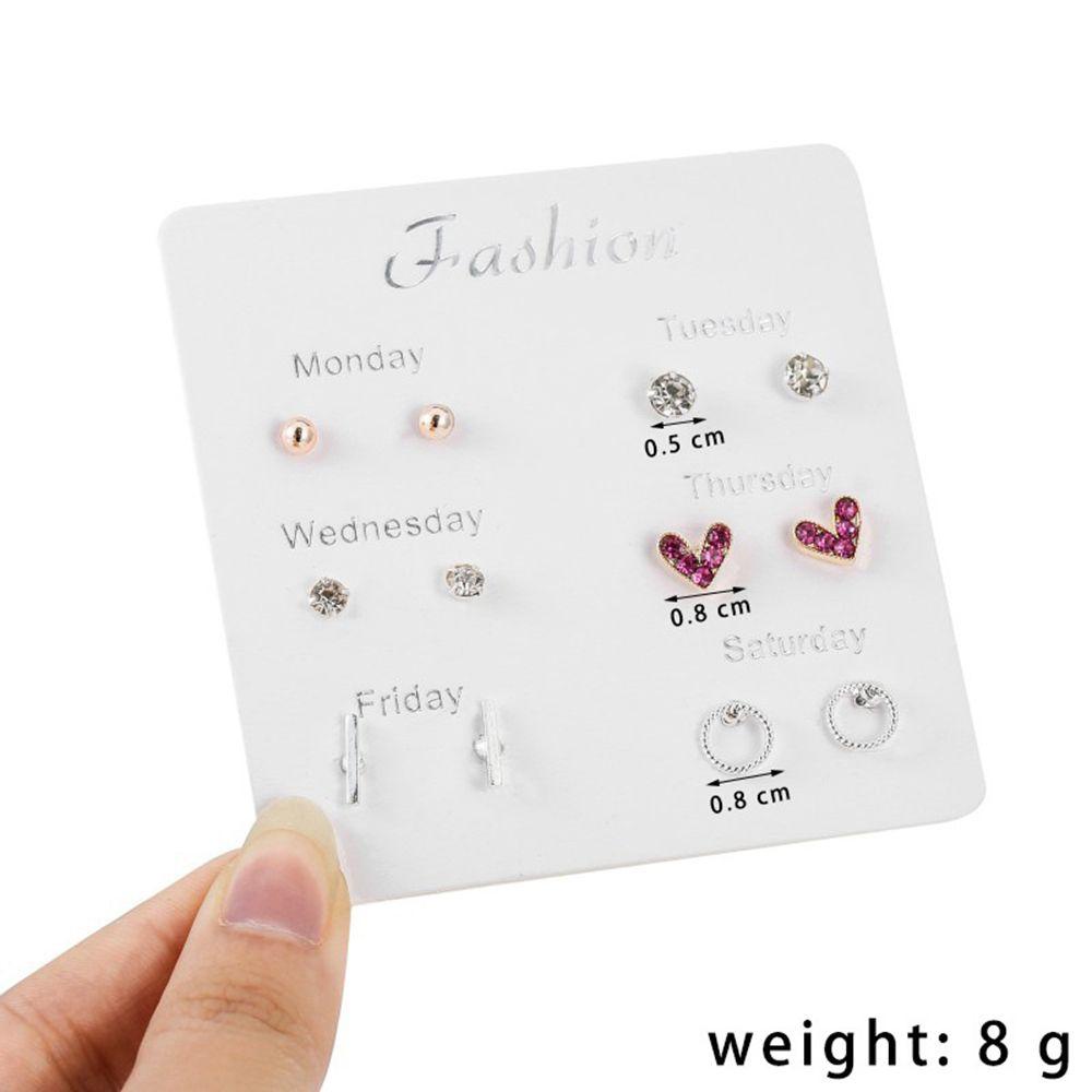 Lily 6pasang/Set Satu Minggu Set Anting Fashion Geometris Kristal Daun/Ikatan Simpul