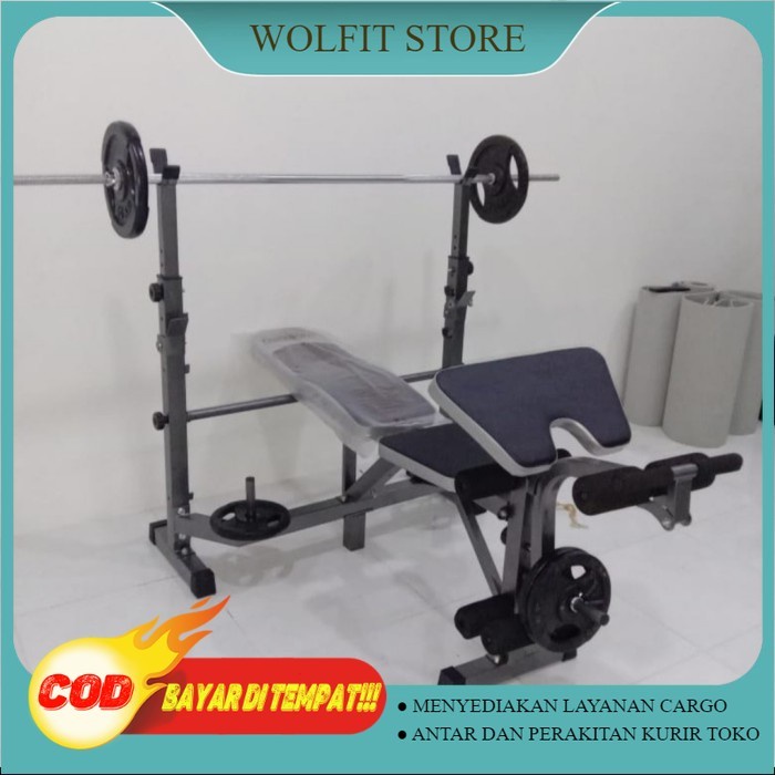 Alat Angkat Beban Bench Press Set 40KG / Bangku Bench Press Set