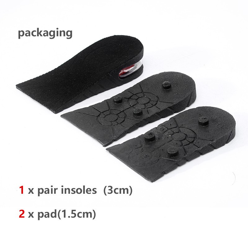 6 cm Tinggi Meningkatkan setengah Sol 3-lapisan Air Cushion Heel Insert Lift Sepatu Insole untuk Pria dan Wanita