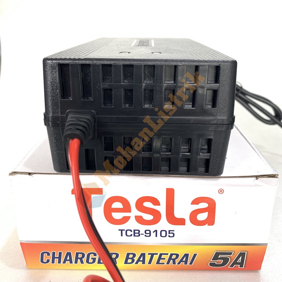 Pengecas Cas Aki Tesla 5 Ampere Charger Baterai Aki 5A 12V Batre Battery Cas Aki Otomatis Murah