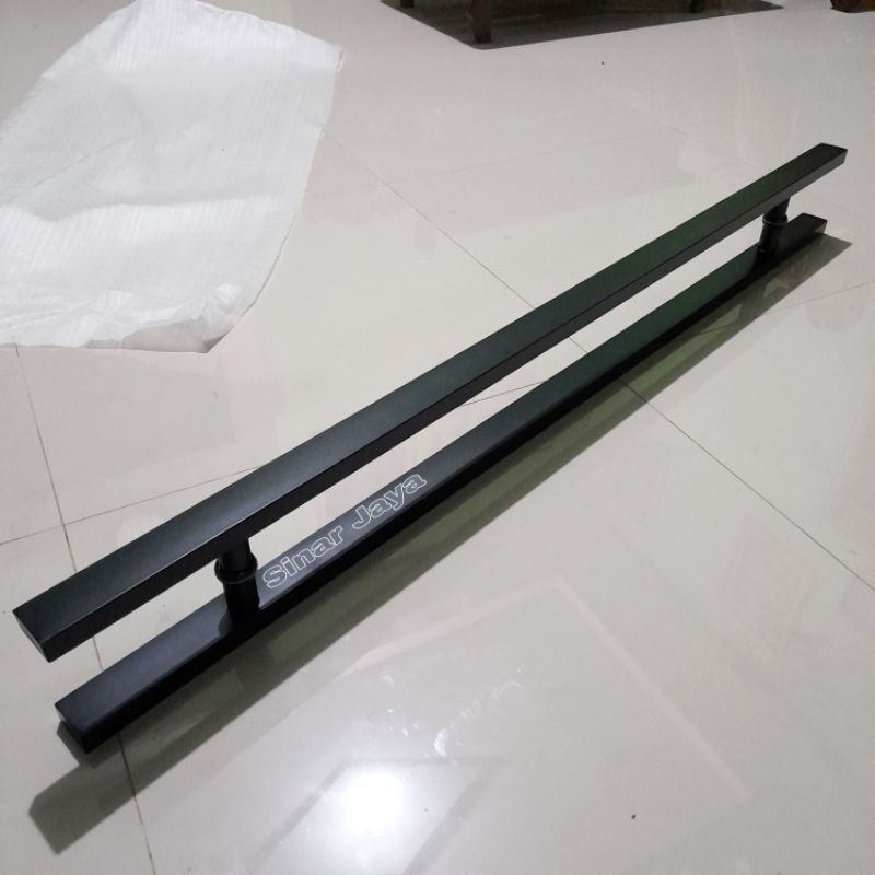 handle pintu baut tembus full black gagang tarikan pintu kaca dan aluminium pegangan pintu stainles