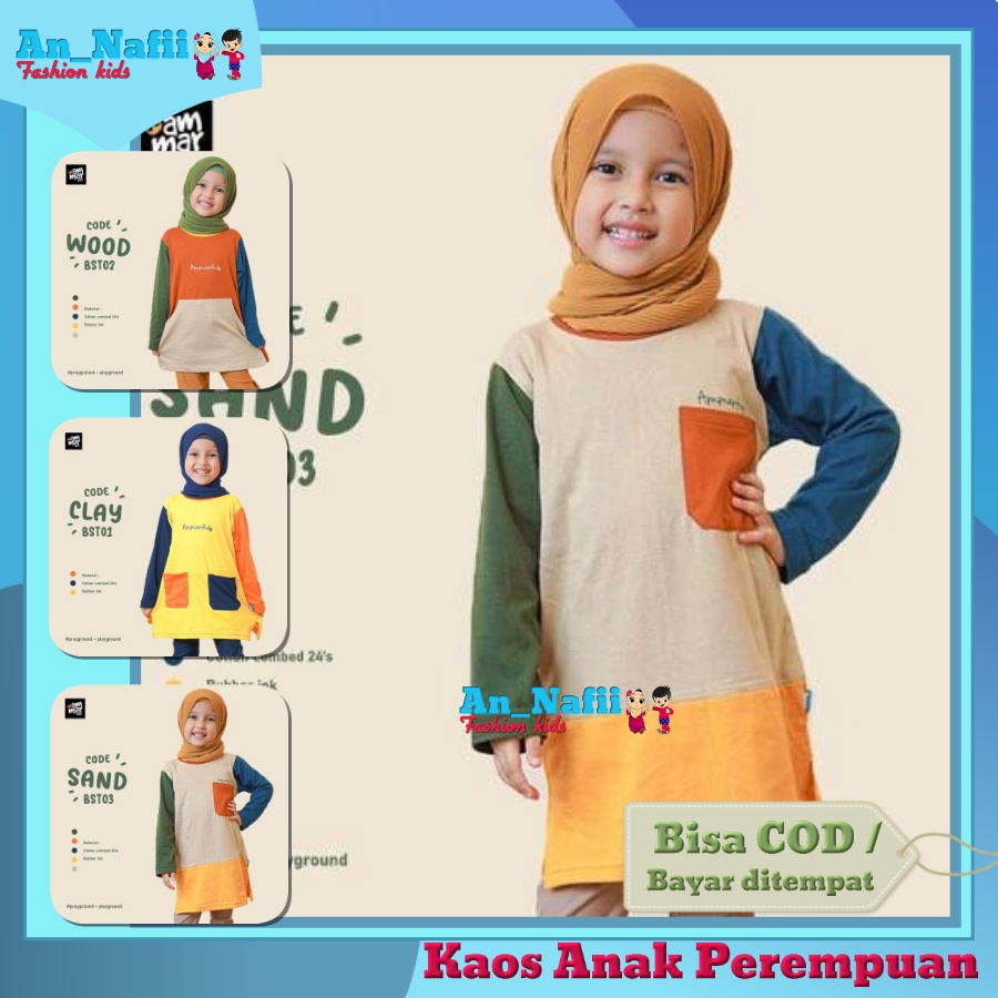 Kaos Anak Perempuan Lengan Panjang Umur 3 - 12 Tahun Ammarkids Bumi Series Baju Atasan Anak Perempuan 2 Tahun 3 Tahun 6 Tahun 8 Tahun 10 Tahun Distro Murah