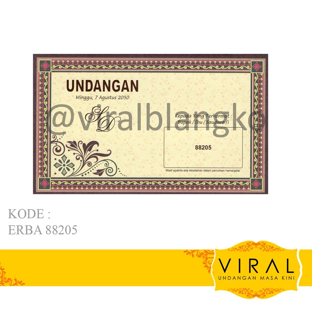 Blangko Undangan Erba 88205 Isi 100 Harga Murah