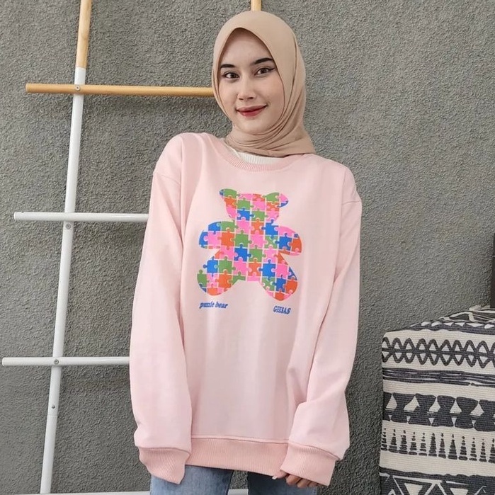 Public - Puzzle Bear Sweater - Sweater Basic Wanita