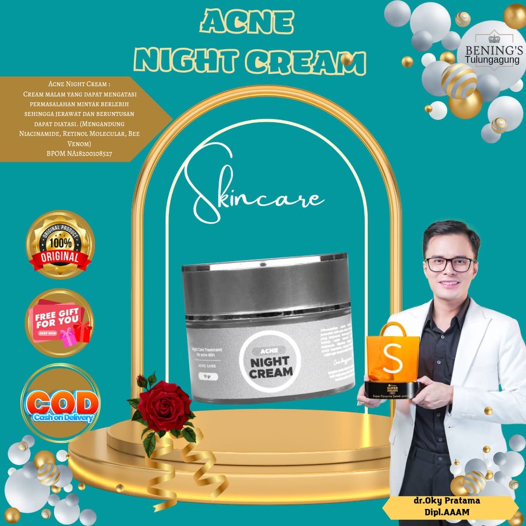(BENINGS ECER) ACNE NIGTH CREAM BENINGS SKINCARE (10g) BY DR OKY PRATAMA