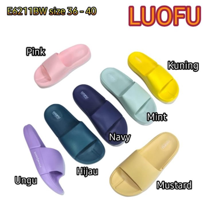 Sandal Wanita Slop Karet Terbaru  - Luofu - E6211BW