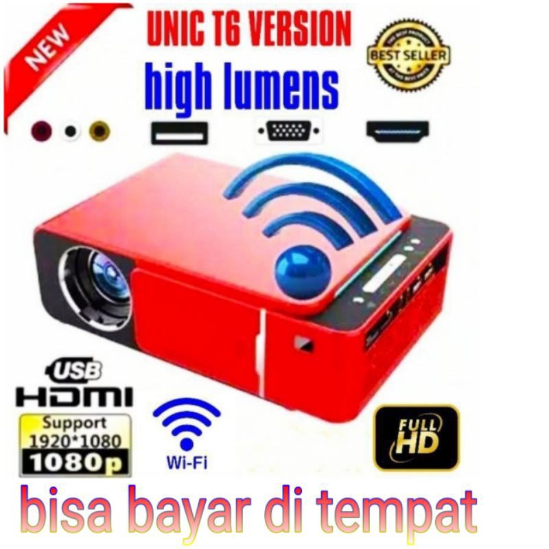PROYEKTOR UNIC T6 3000 lumens  TOPRECIS Proyektor Mini Proyektor Presentasi  Home Theater