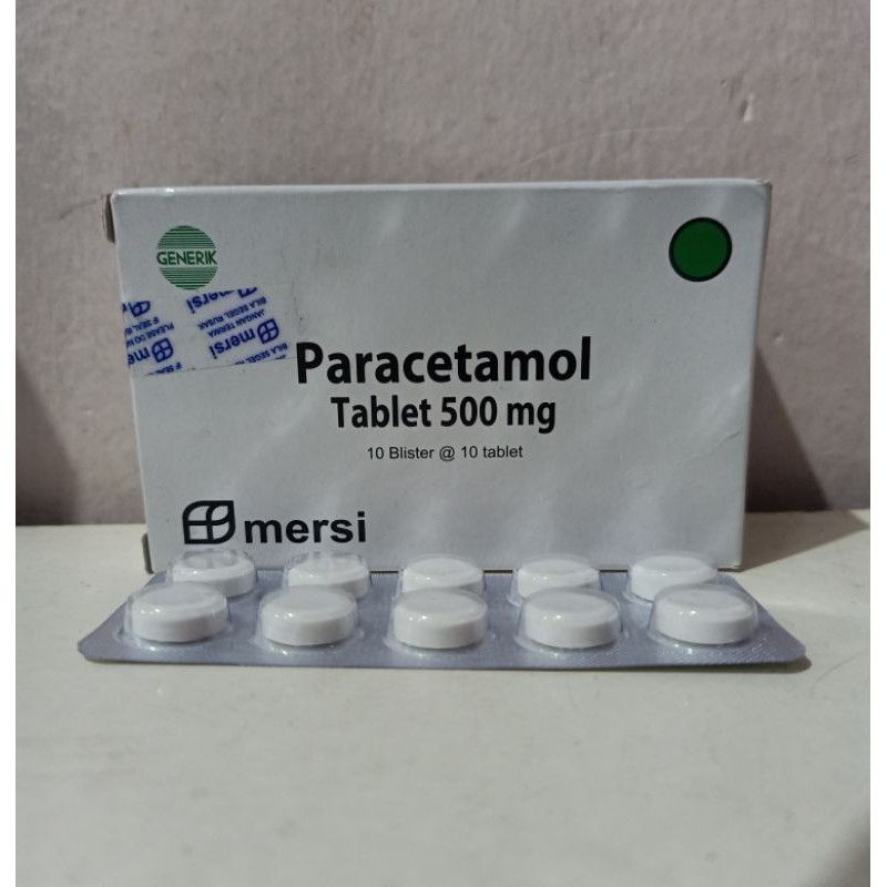 Paracetamol 500 mg Mersi 1 blister 10 tablet Generik Menurunkan Demam dan pereda nyeri
