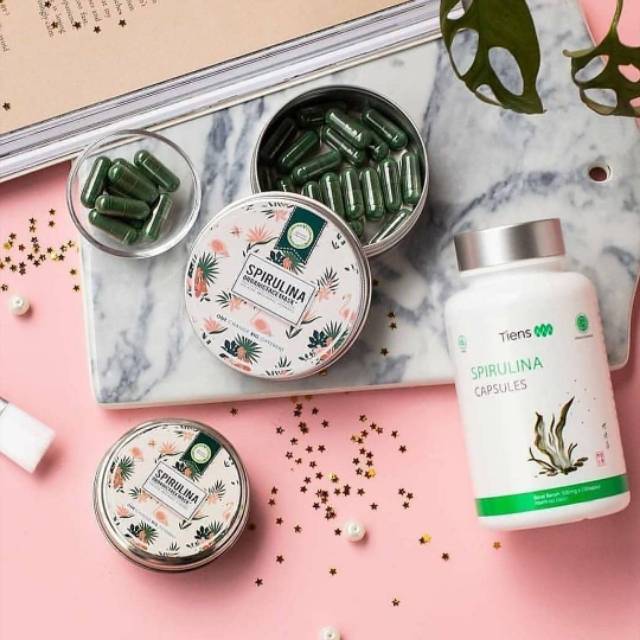 Masker spirulina Tiens Ori 100% free Kuas masker, mangkuk masker dan air mawar