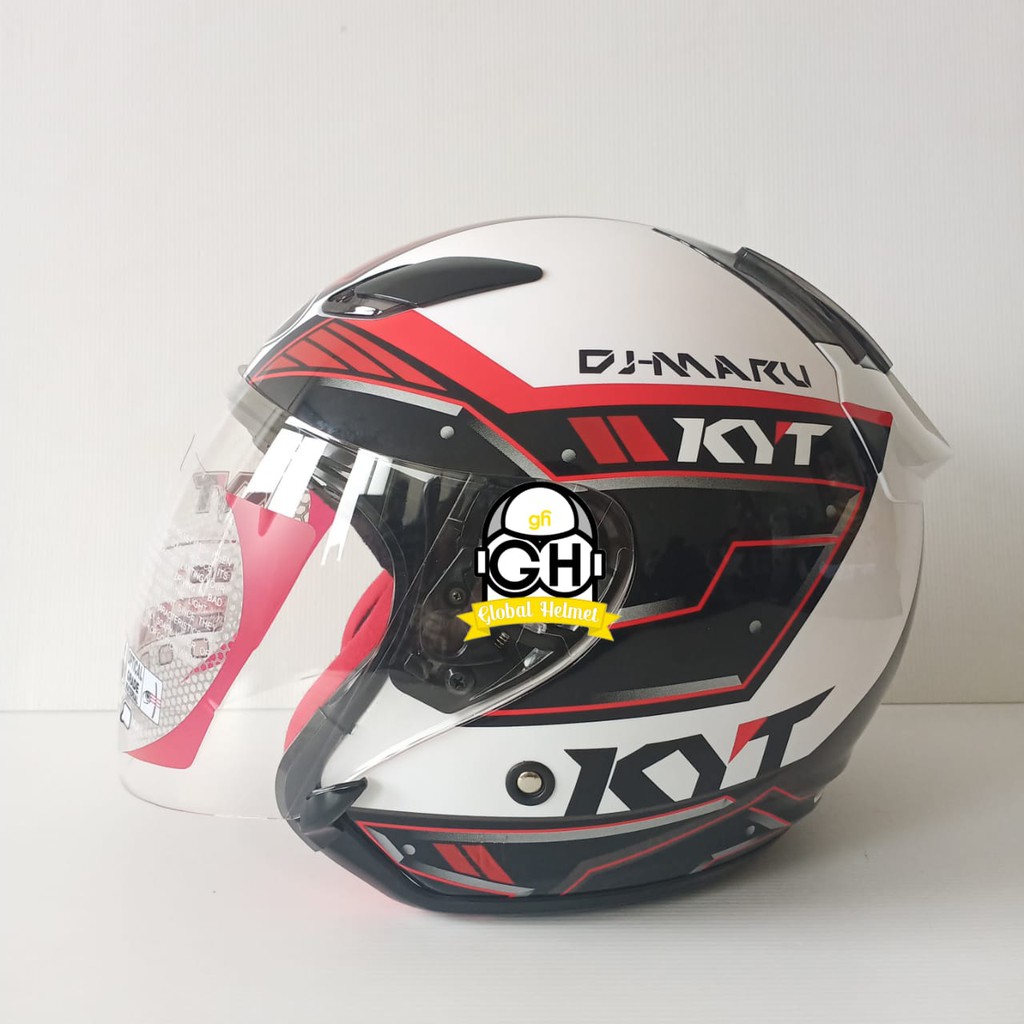 HELM HALF FACE KYT DJ MARU KYT DJMARU MOTIF #9 WHITE RED