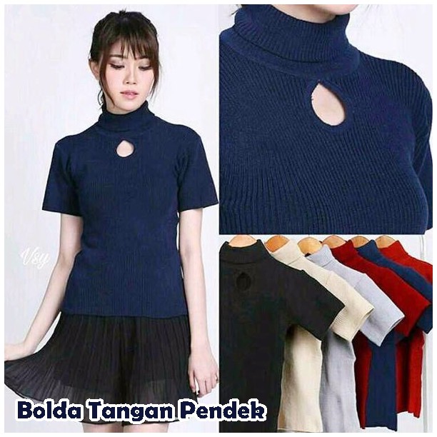 Bolda Turtleneck - Lengan Pendek | Baju Atasan Rajut Fashion Terbaru