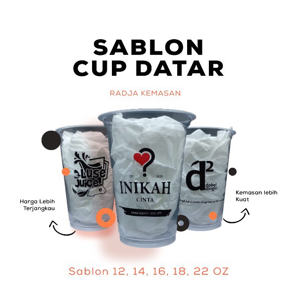 [TERLARIS] Custom Sablon Cup Minuman Datar Sesuai Ukuran Standar Operasional