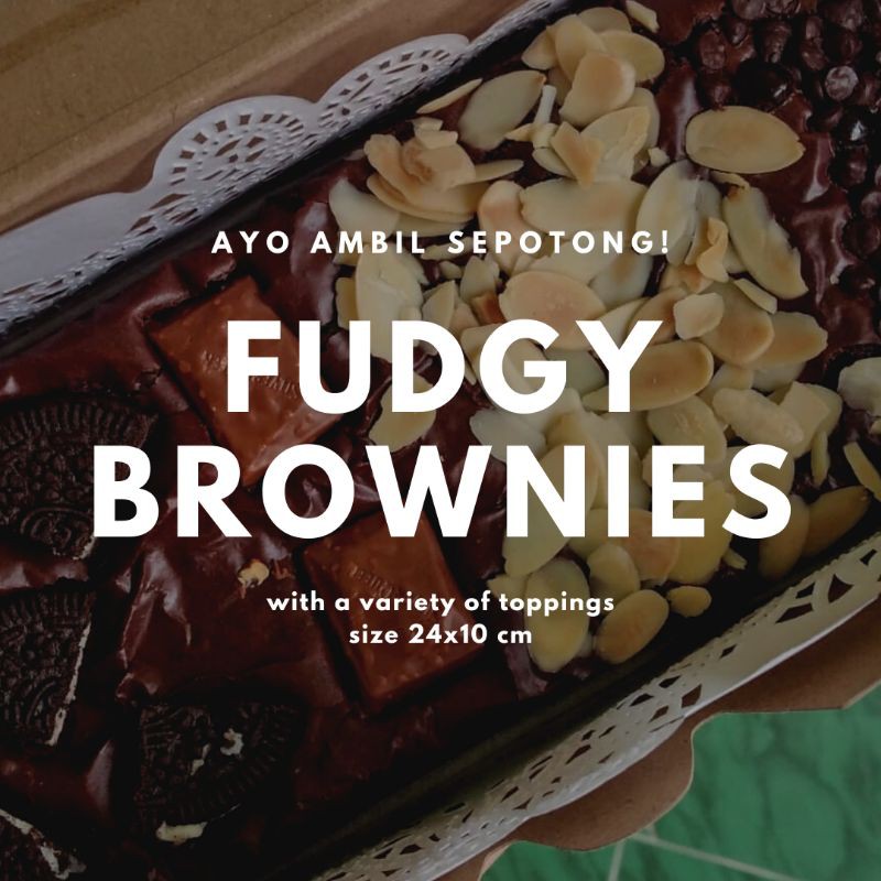 

fudgy brownies murah/fudgy brownies premium uk. 20x20cm dengan topping