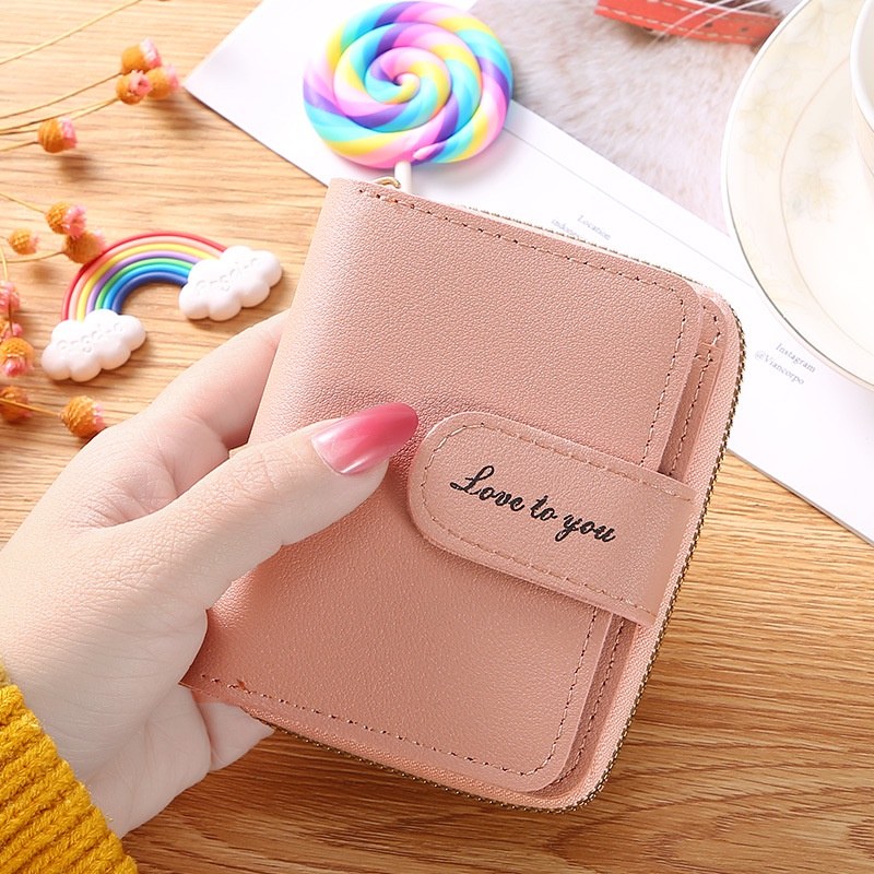 DOMPET LIPAT PENDEK DOMPET WANITA RESLETING DOMPET KARTU KECIL LOVE TO YOU | FADHILAH SHOP BJB