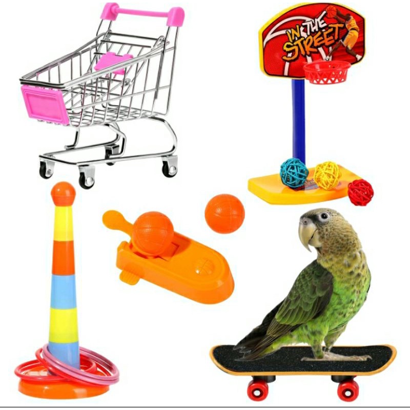 mainan burung bola basket skateboard trolly troli ring