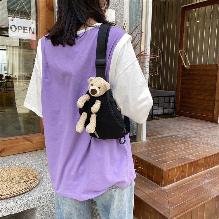 Tas Pinggang Waistbag Import Korea desain Boneka Beruang Lucu/Tas Punggung Beruang [READY Jakarta]