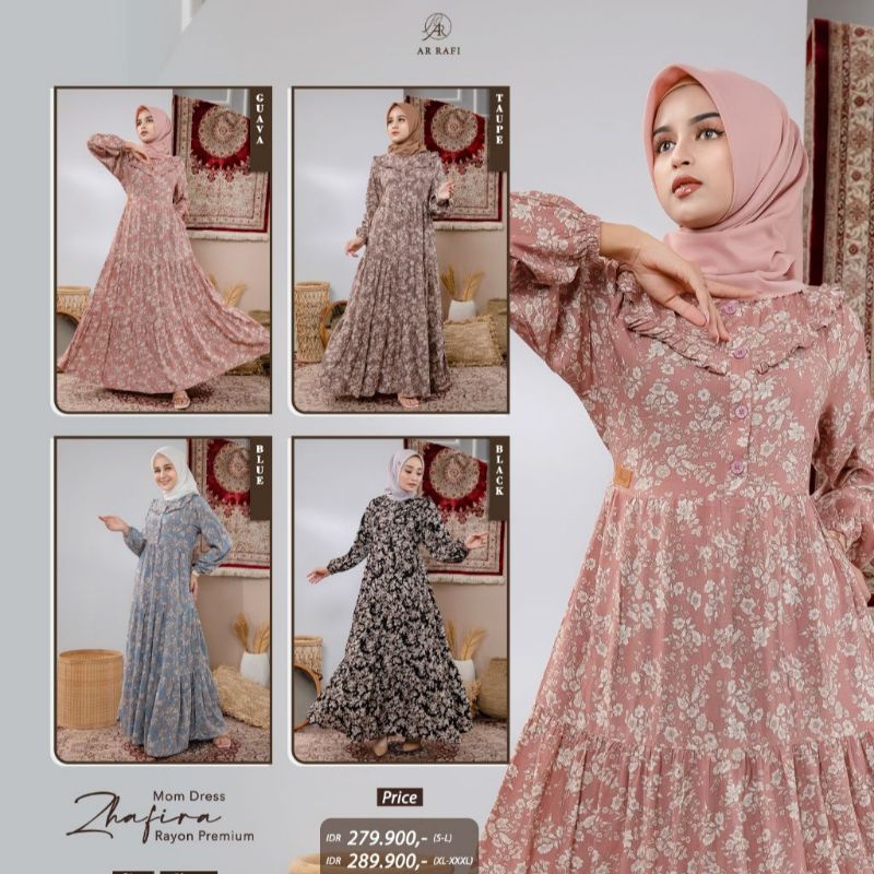 ZHAFIRA DRESS by Hijab Ar Rafi [ NEW - Ar Rafi Dress Series ] Gamis Motif Ar Rafi