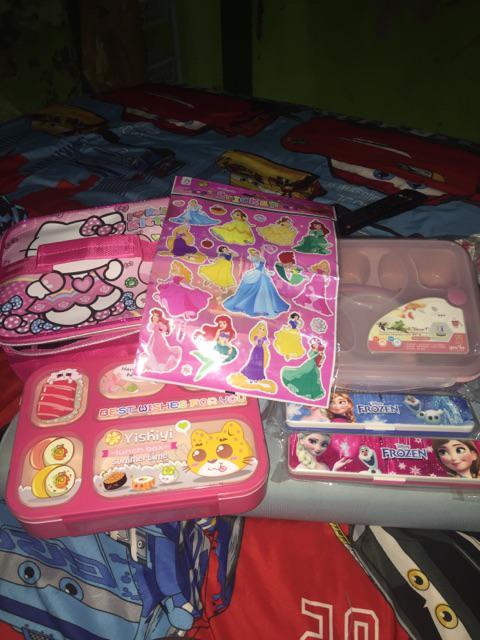 Paket Lunch Box Yooyee Sekat 6 Grid  Karakter + Lunch Bag Karakter