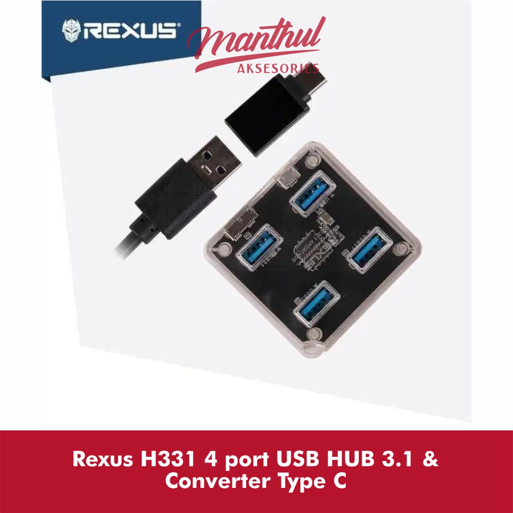 Rexus H331 4 port USB HUB 3.1 &amp; Converter Type C
