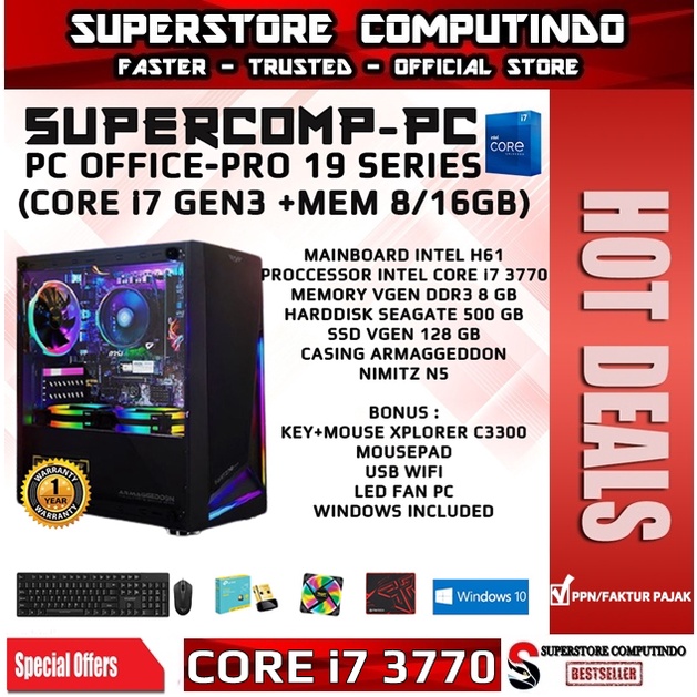 PC Rakitan Office Core i7-RAM 8/16GB-PRO 19 Series-Siap Pakai