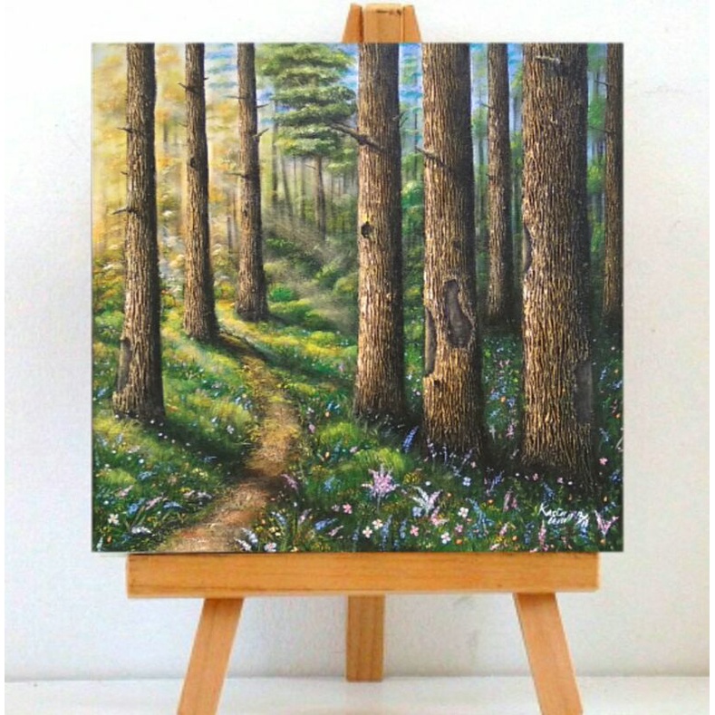 Lukisan pemandangan hutan original