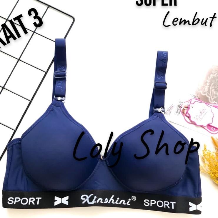 ➤ Bra Wanita Dewasa Sporty Kait 3 Cup B Tanpa Kawat XS #0102 Bahan Super Lembut Import ✺