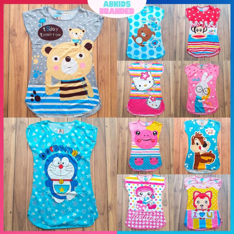 Baju Daster Motif Karakter Import Usia 8 -10 Tahun Pakaian Anak Perempuan Santai Dirumah Termurah Pr