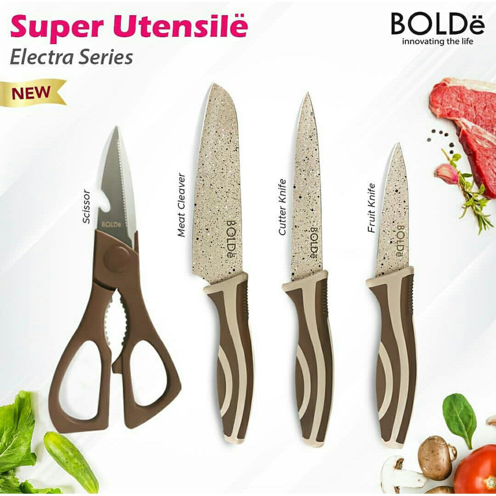 BOLDE Super Utensil Knives Set 4 Pcs Set Pisau